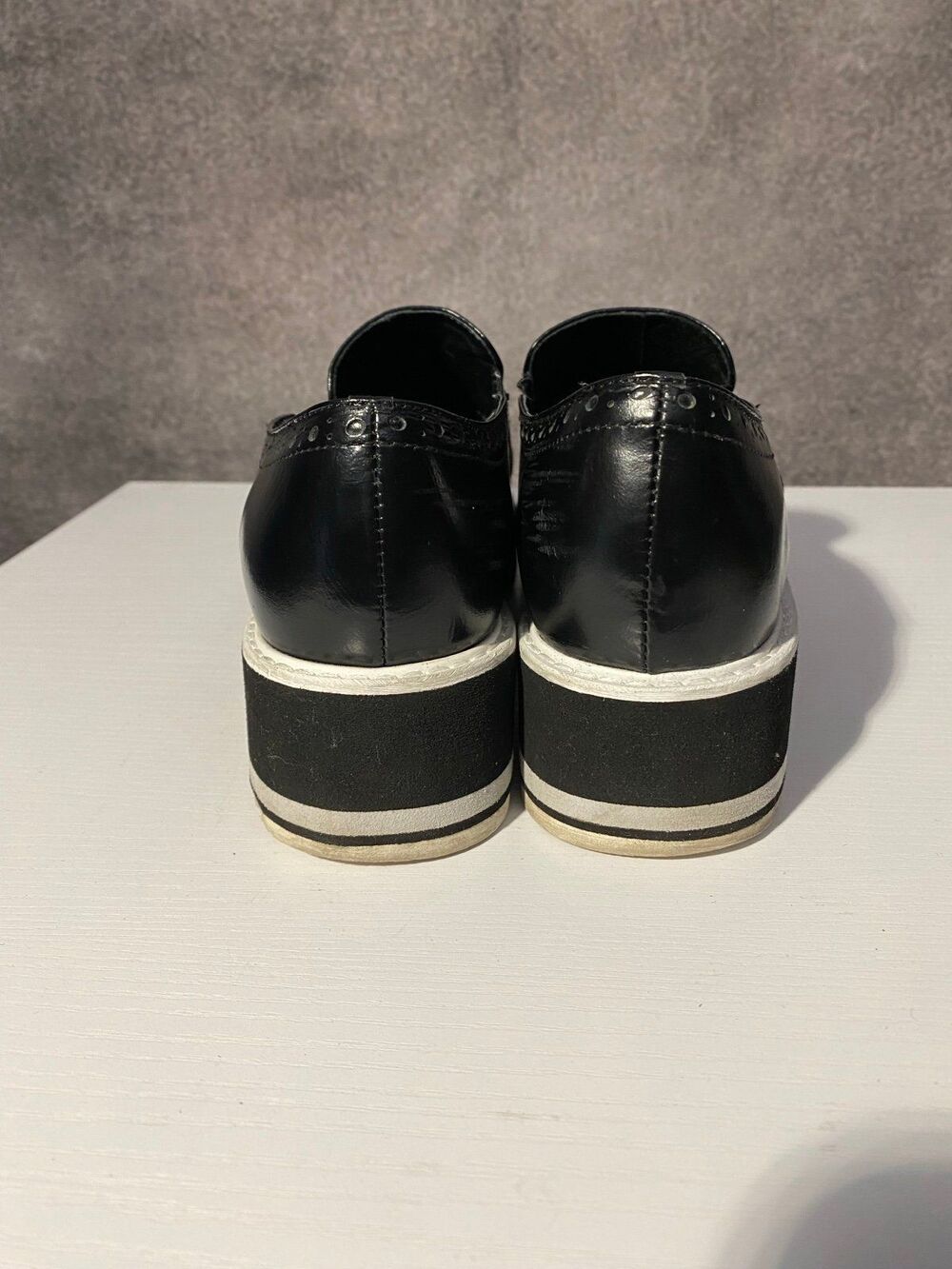 Silent D Salada Black Leather Platform Brogue Loafers Slip On Womens 37 US 6.5 - Picture 4 of 8